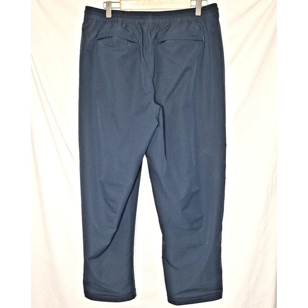 Lululemon Mens Bowline Pants in Navy Size L Stretch Tapered Jogger Seersucker